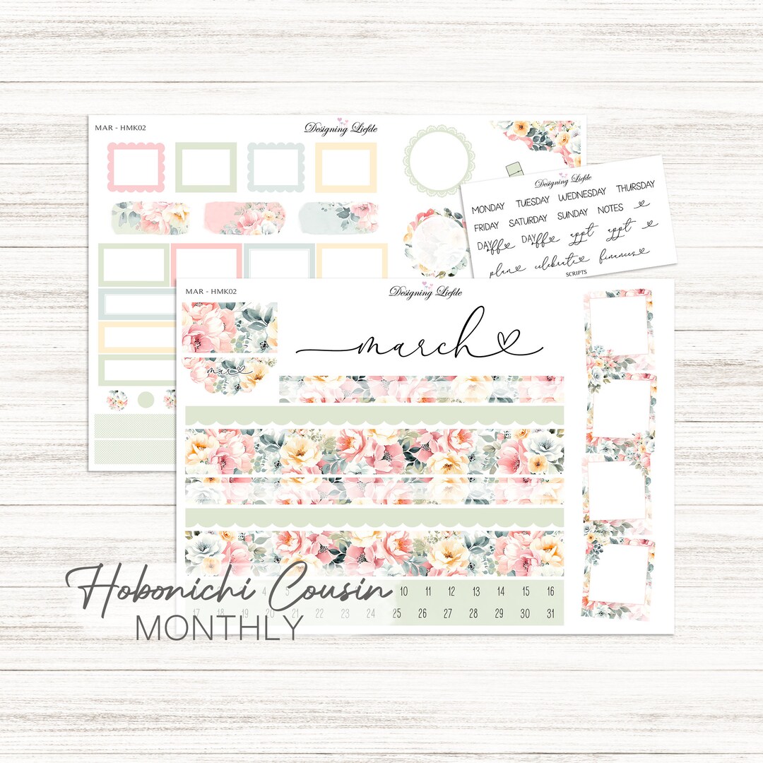 Hobonichi Cousin March Monthly Planner Sticker Kit - Etsy