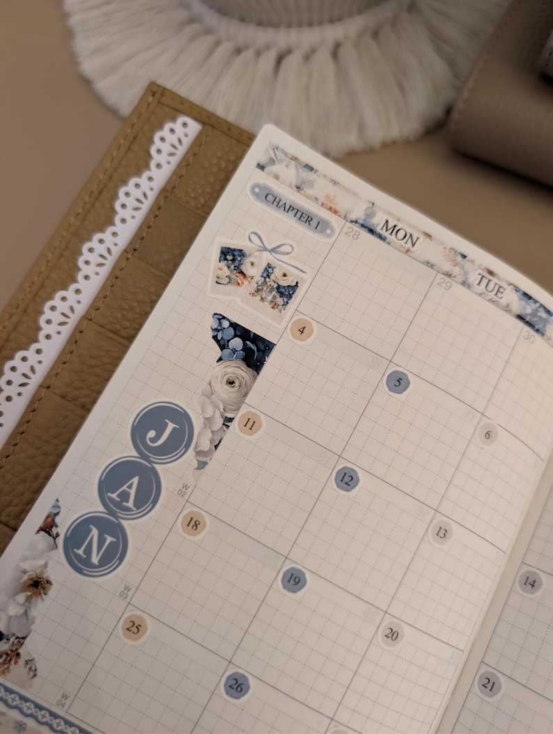 January Kit Sticker 2027 Hobonichi A6 Techo Monthly Planner Sticker Kit Bundle ~ 12 Months ...