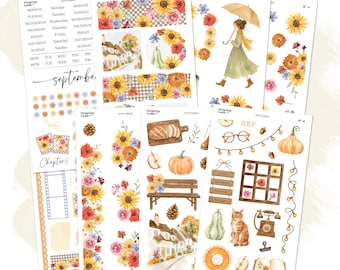 September Monthly Decorative Stickers For Journals and Planners