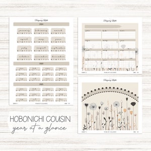 2024 Hobonichi Cousin Year at a glance / Yearly view stickers - Neutral