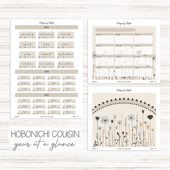 2024 Hobonichi Cousin Year at a glance / Yearly view stickers - Neutral