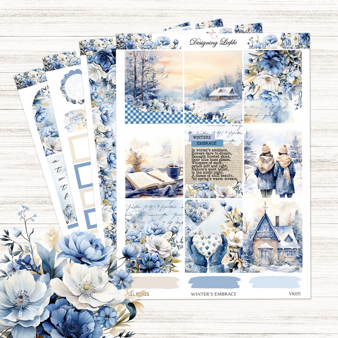 7X9 / A5W Weekly Planner Sticker Kit WINTER'S EMBRACE Vertical Planner ...