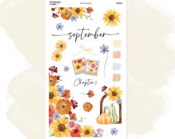 September monthly intro/dashboard planner sticker kit