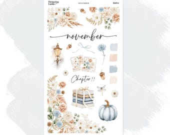 November monthly intro/dashboard planner sticker kit