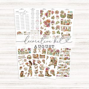 August Monthly Decorative Sticker Kit Bundle / 9 Sheets / a La Carte