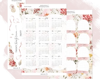 2027 Hobonichi A6 Yearly Stickers, Year at a Glance and Front Page Setup for your A6 planner - Jardin Poudre