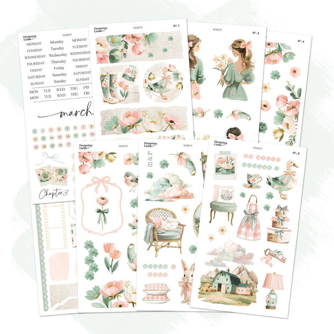 March Monthly Decorative Stickers for Planners and Journals - Etsy