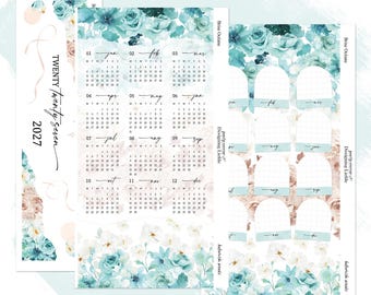 2027 Hobonichi Weeks Yearly Stickers, Year at a Glance and Front Page Setup for Weeks planner - Brise Océane
