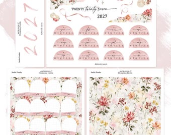 2027 Hobonichi Cousin Yearly Stickers, Year at a Glance and Front Page Setup for A5 - Jardin Poudre