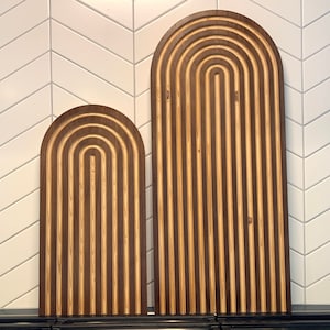 Walnut Rainbow Arch Wall Art - MCM Mid-century Design