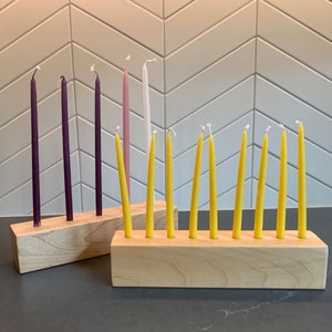 Modern Menorah/Advent Candle Holder Combo -- Hard Maple -- Christmas AND Hanukkah -- Ready to Ship