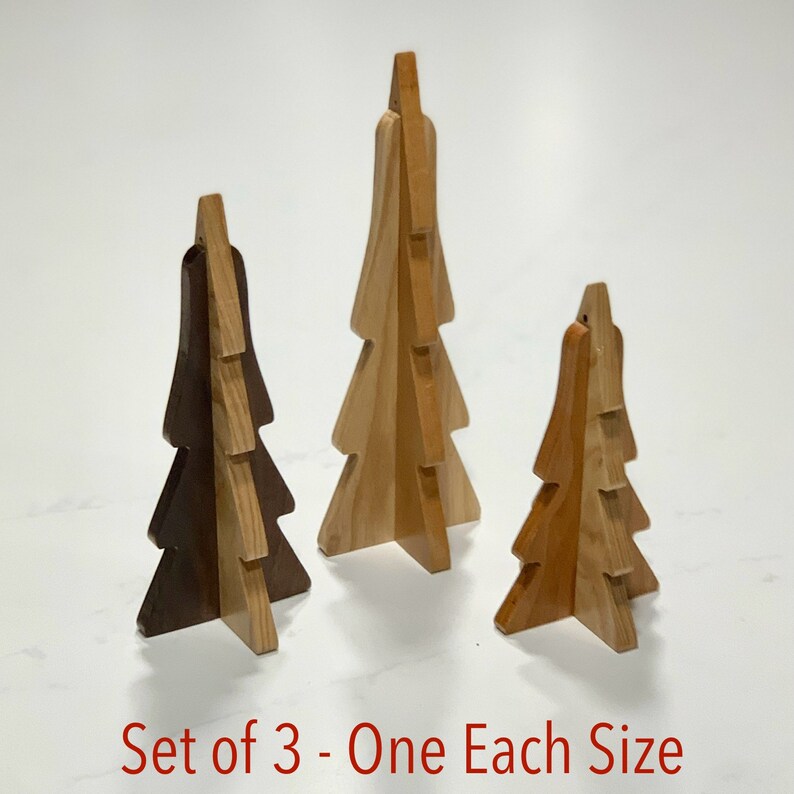 Interlocking Trees Modern Wooden Christmas Trees - Individual or Set of Three ...