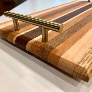 18&quot;x10&quot; - Mixed Hardwood Charcuterie Board With Bar Handles - Ships Free Next Business Day!