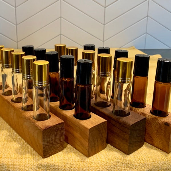 Essential Oil Holder - Fits All 10ml Roller Bottles - Four Wood To Choose From