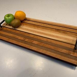 XL - 24&quot; x 10&quot; - Mixed Hardwood Charcuterie Board With Choice of Handles - Free Shipping!