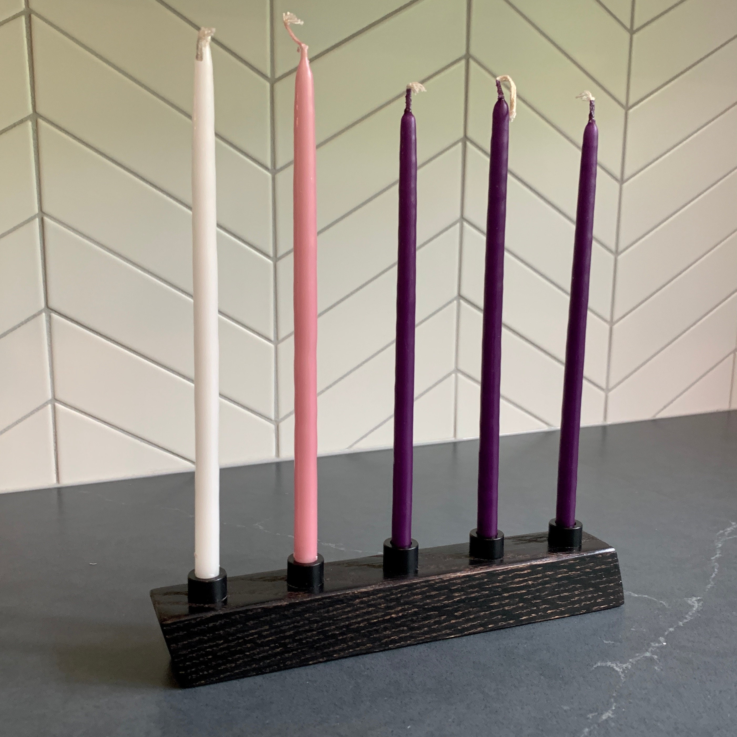 Advent Candle Holder 5 Mini Taper Candles Included Etsy