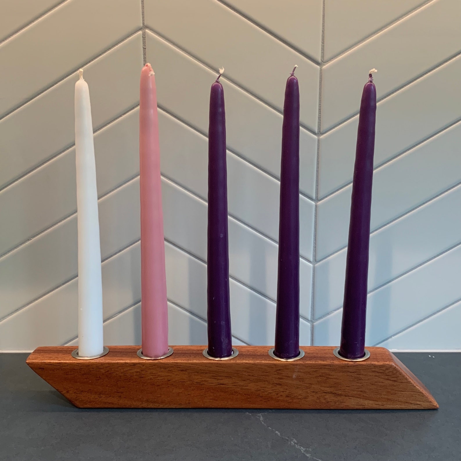 Advent Candle Holder 5 Taper Candles Minimalist and Modern Etsy