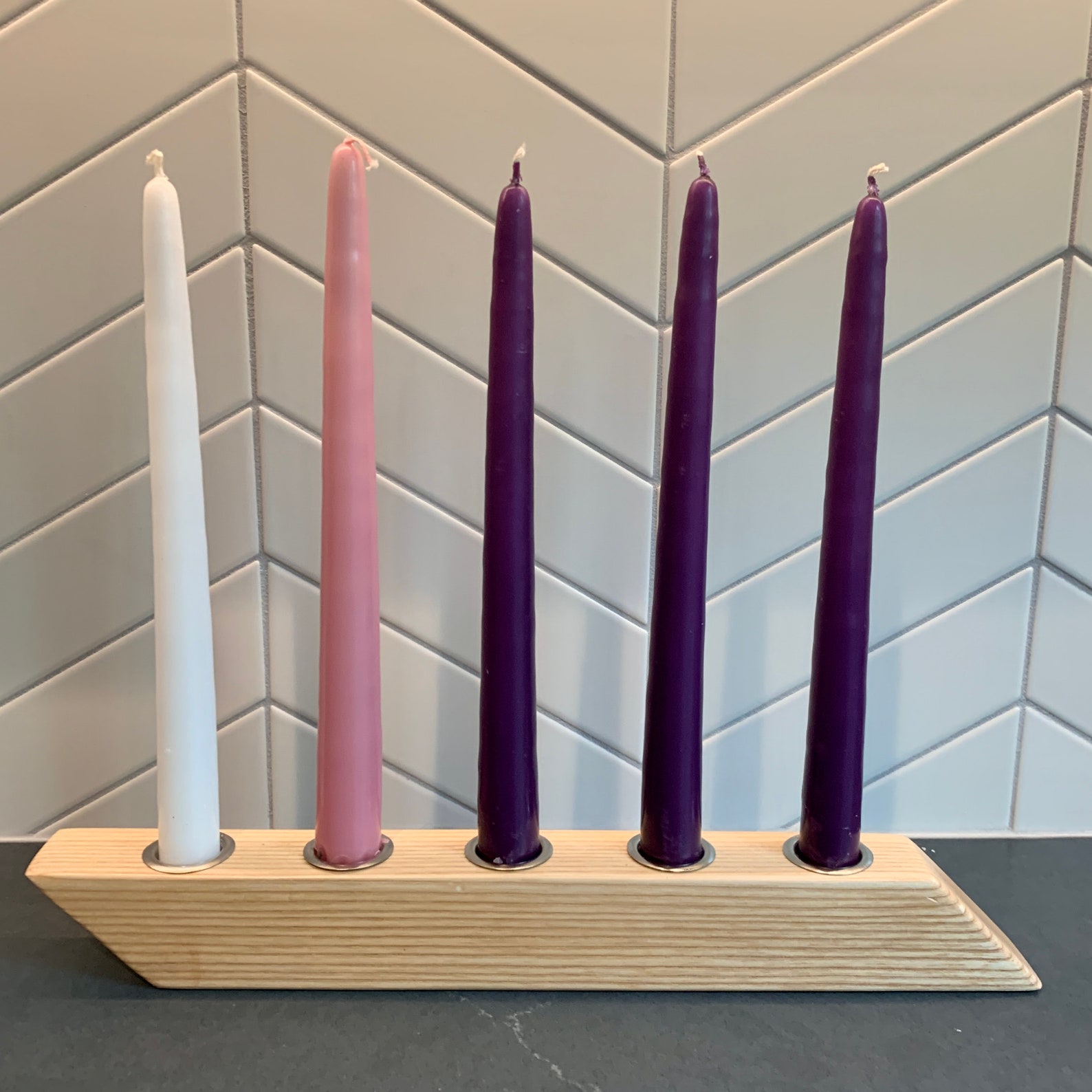 Advent Candle Holder 5 Taper Candles Minimalist and Modern Etsy
