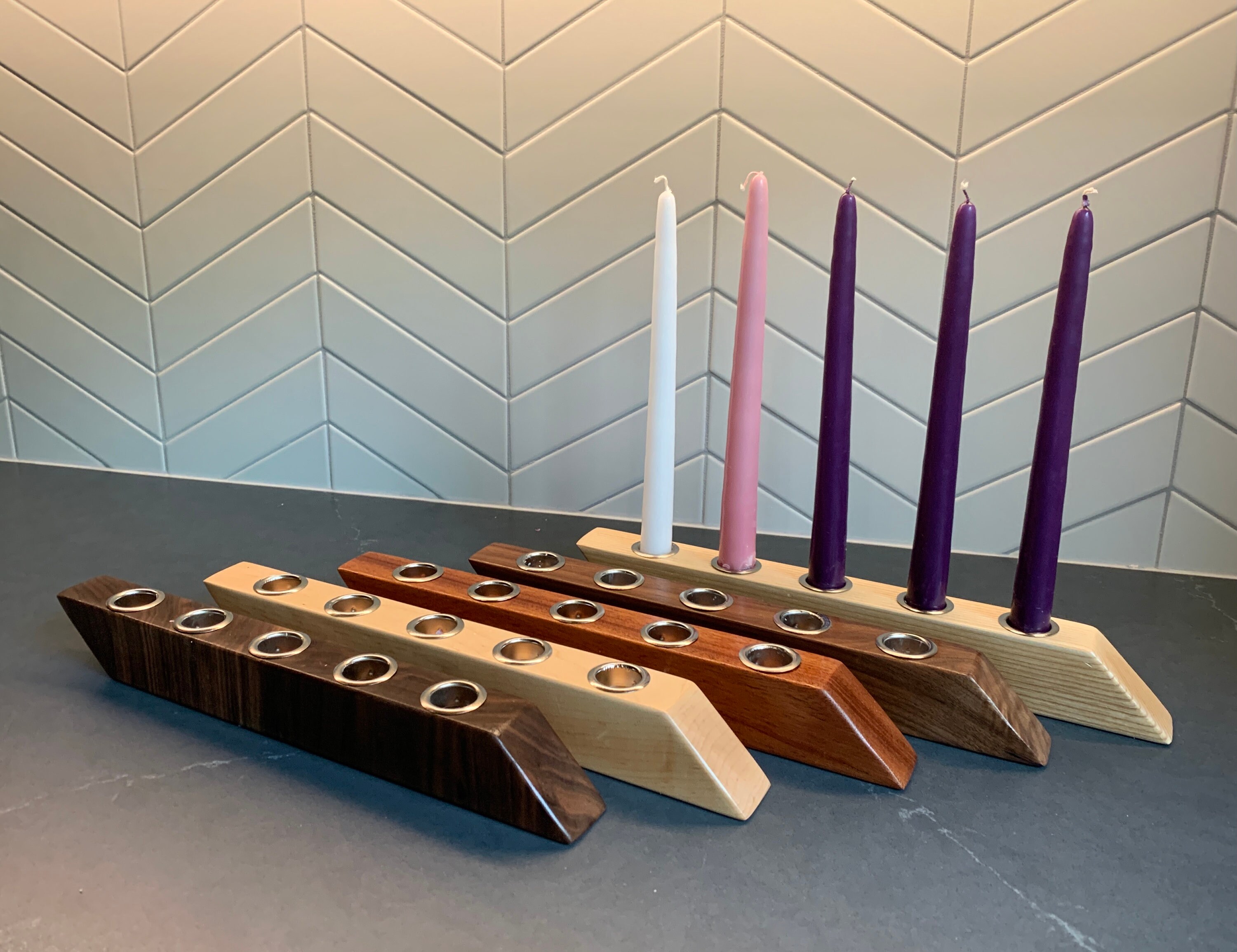Advent Candle Holder 5 Taper Candles Minimalist and Modern Etsy