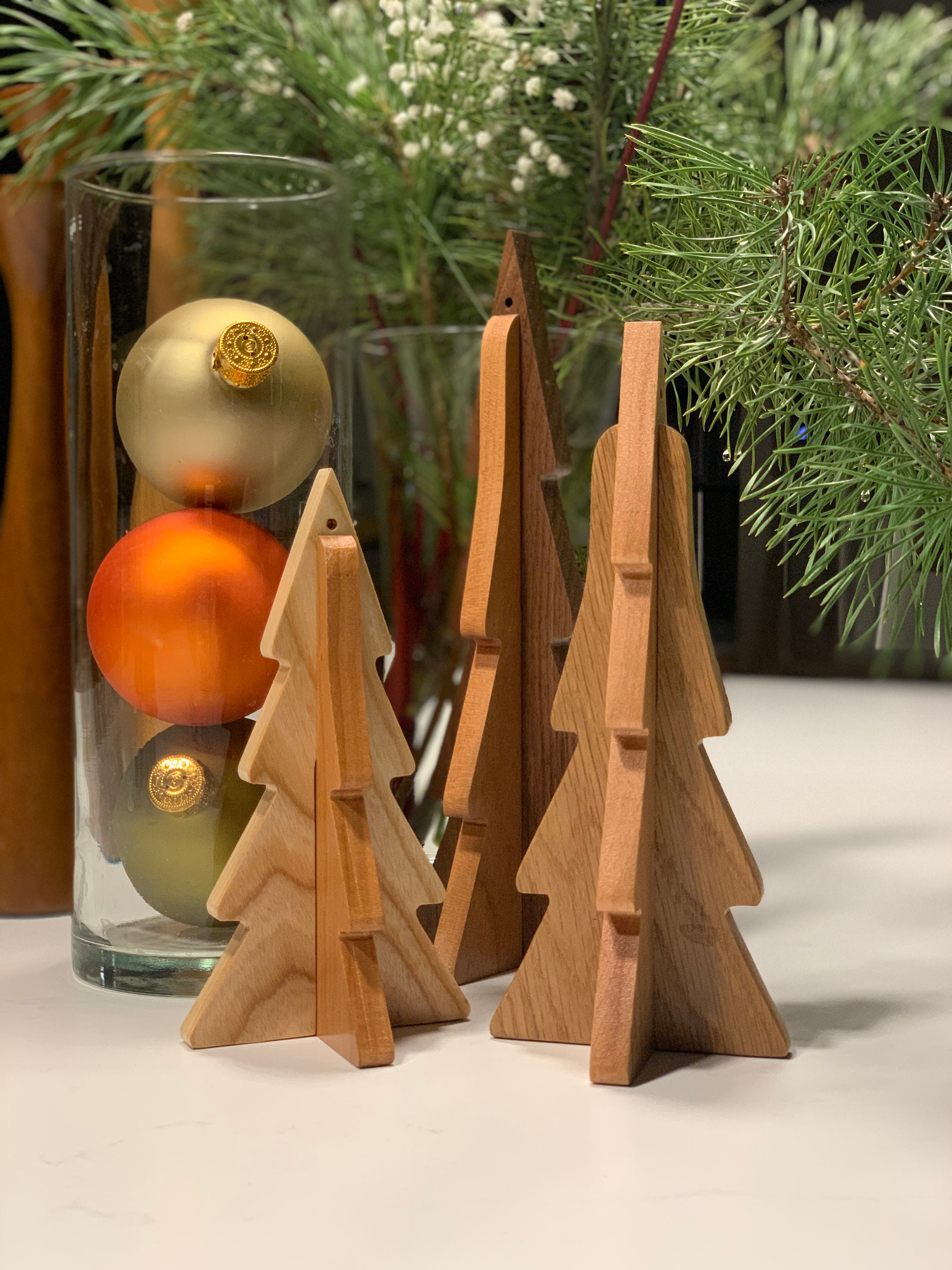 Interlocking Trees Modern Wooden Christmas Trees - Individual or Set of Three ...