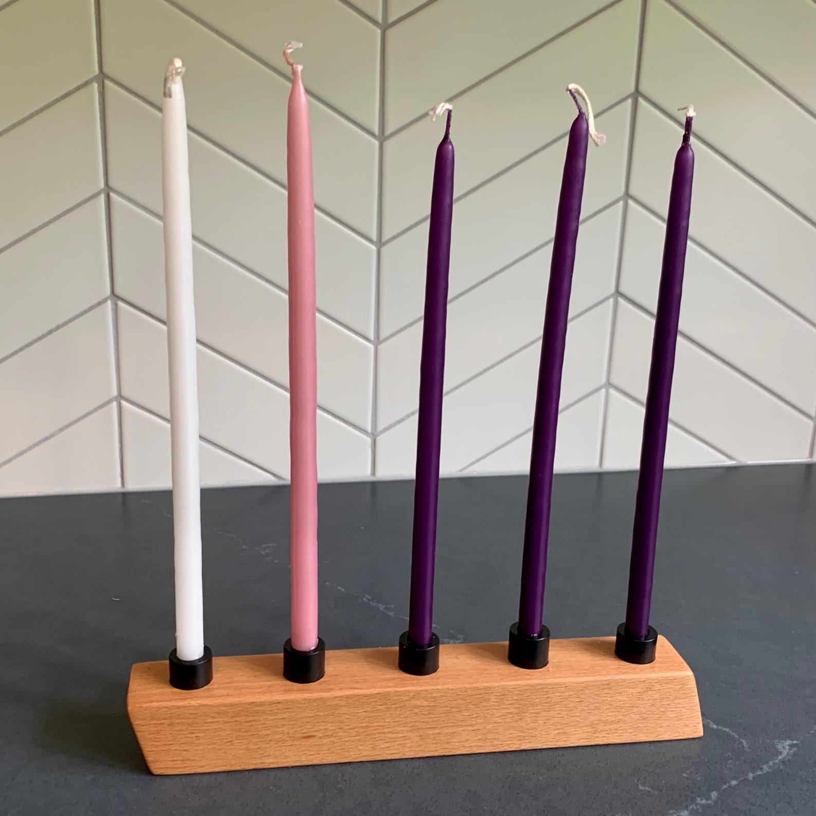Advent Candle Holder 5 Mini Taper Candles Included Etsy