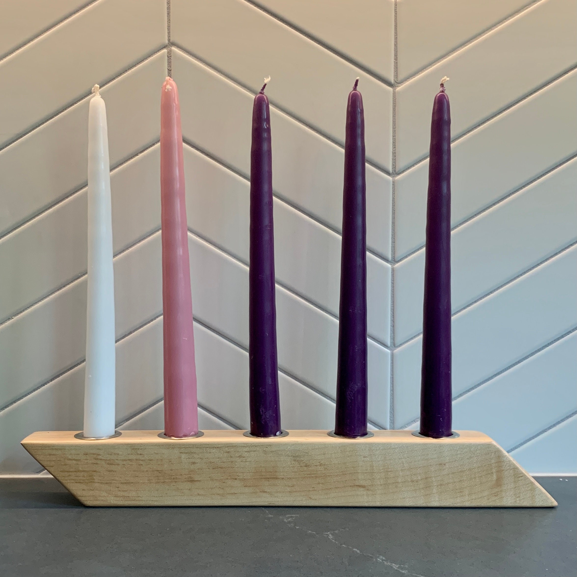 Advent Candle Holder 5 Taper Candles Minimalist and Modern Etsy