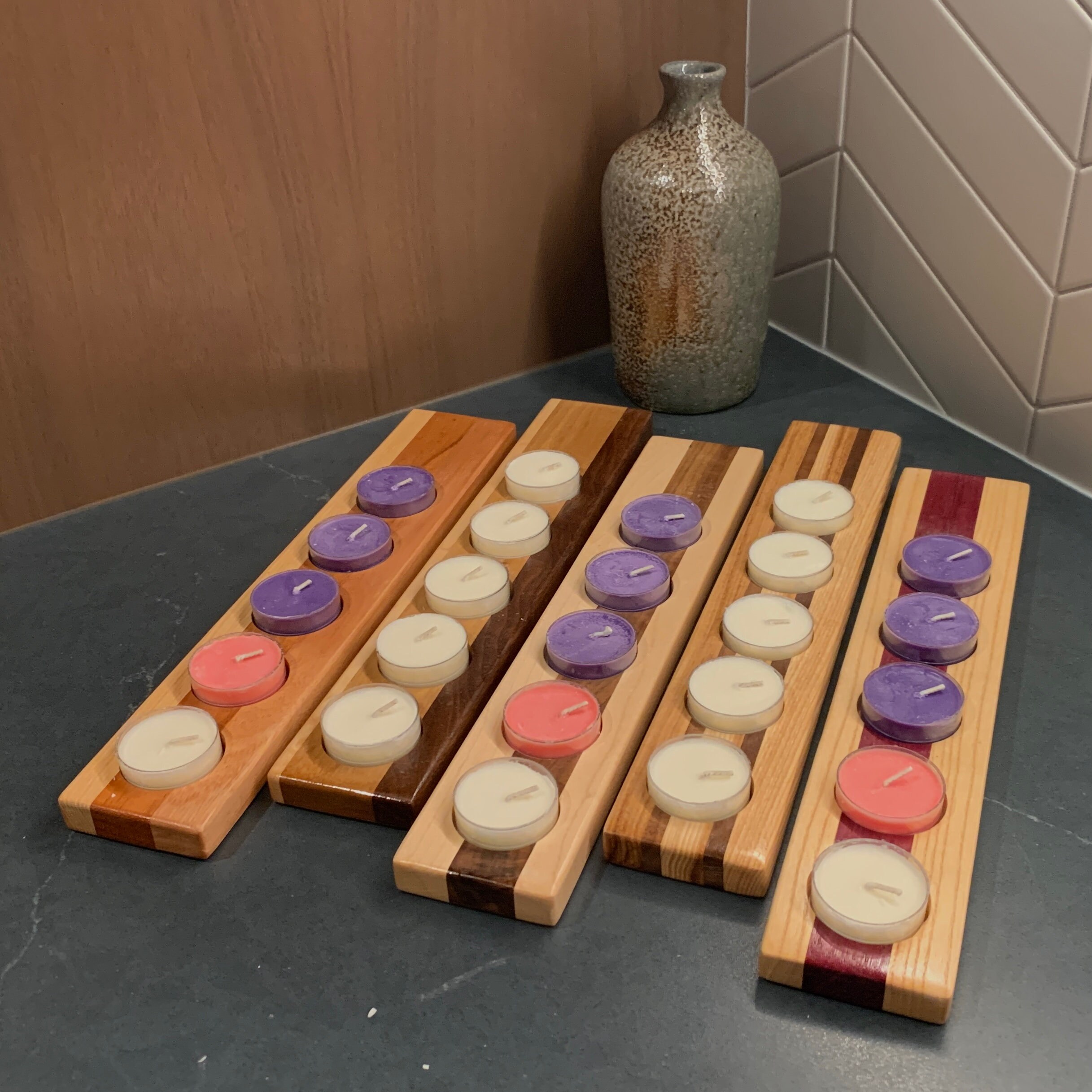 ADVENT CANDLE HOLDER Mixed Hardwoods 5 Velas Barcos Etsy