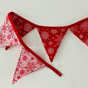 Mini bunting (reversible) - Christmas snowflakes