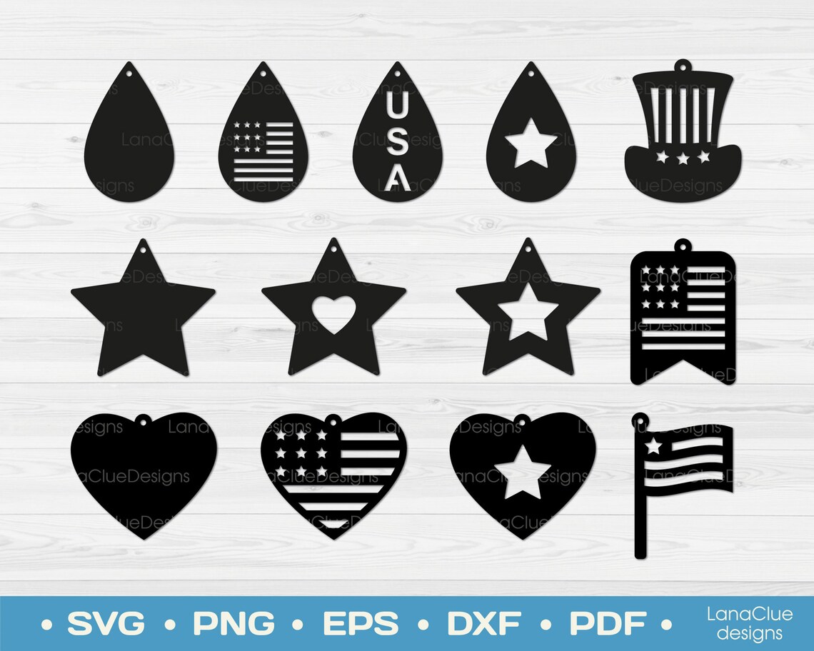 Independence Day Earrings SVG 4th of July Earrings Svg  Etsy