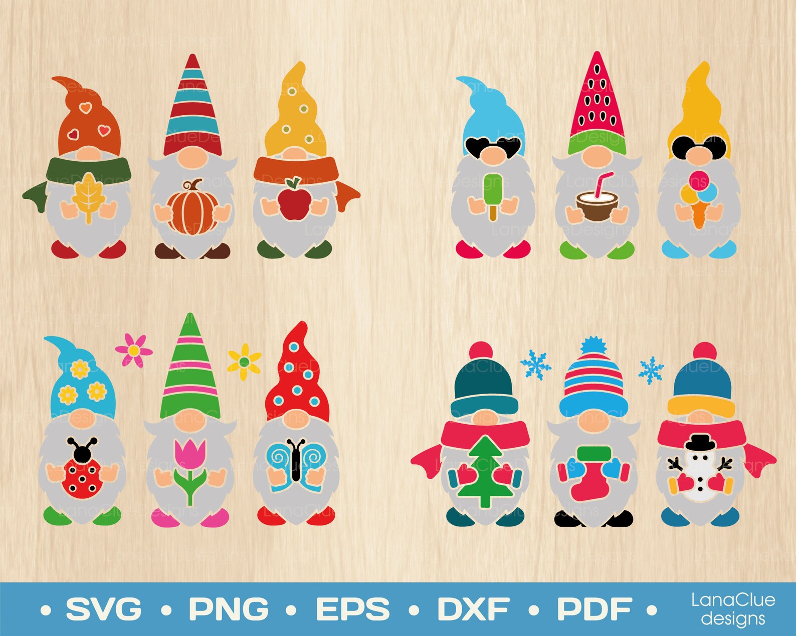 4 Seasons Gnomes Bundle SVG Four Seasons Gnomes Fall Gnomes Etsy