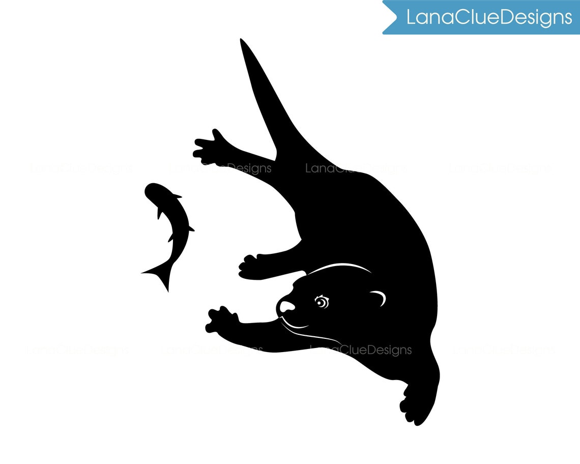 4 Otters Svg Bundle River Otter Clipart Silhouette Cut File Etsy