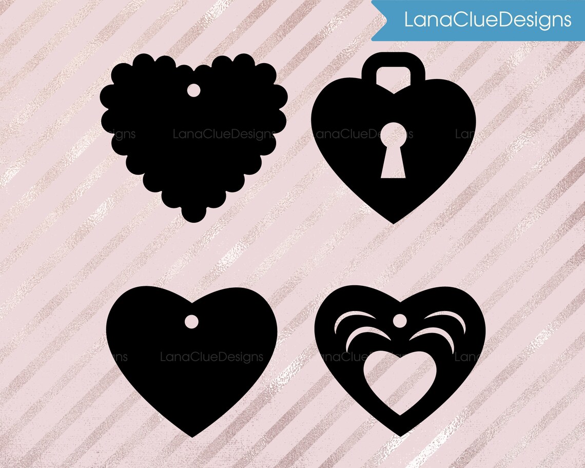 8 Heart Shaped Gift Tags Svg Silhouette Cut Files Valentines | Etsy