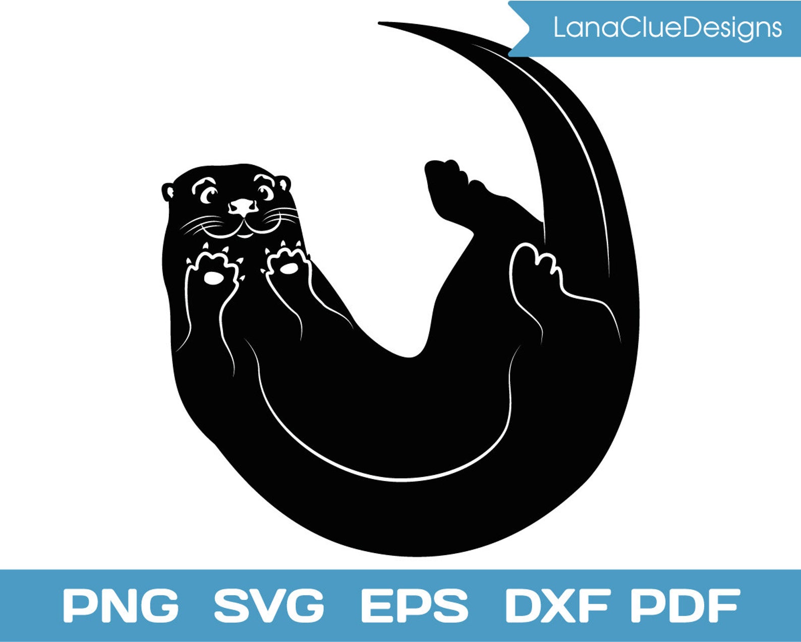 Floating Otter Svg Silhouette Cut File Swimming otter | Etsy