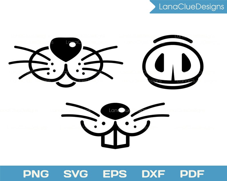 Download 9 Animal Mouths svg Face Mask Design Dog Cat Otter Duck | Etsy