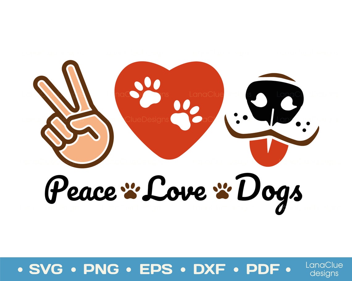 Download Peace Love Dogs SVG Cut File Paw Heart Svg Peace Love | Etsy