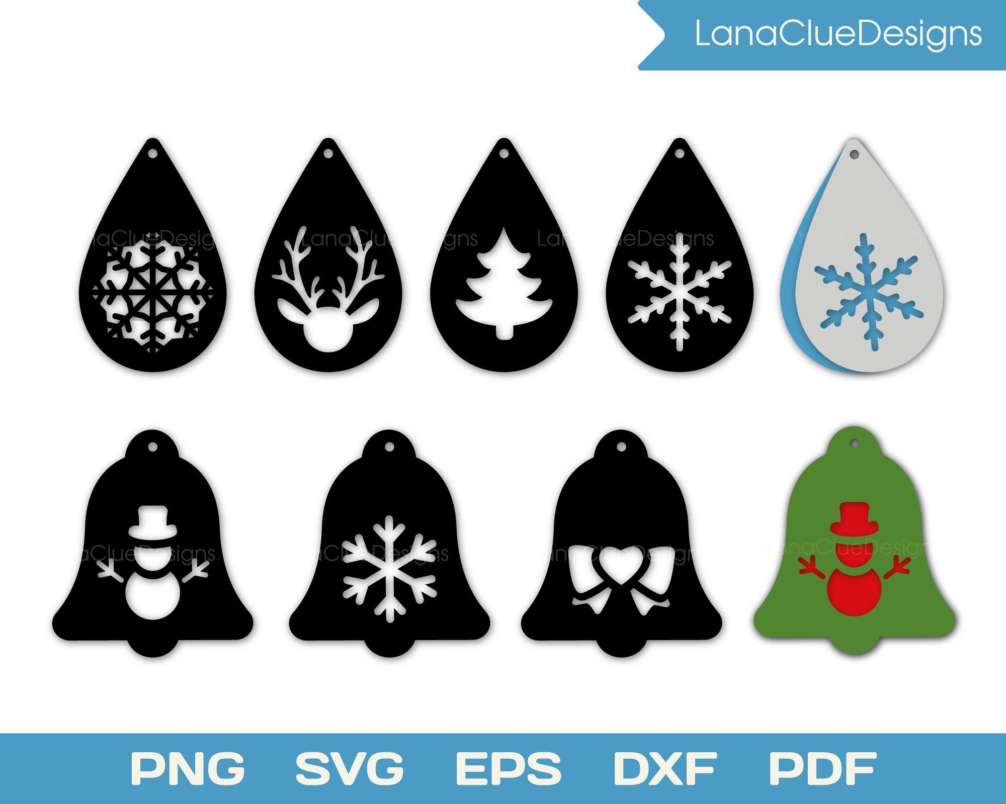 Download Christmas Earrings Svg Silhouette Cut Files Jewelry Template Etsy