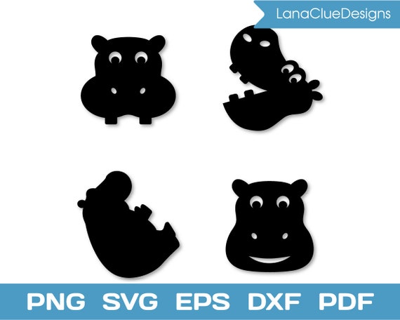 Download 4 Hippos Svg Silhouette Cut Files Hippopotamus Clipart Etsy