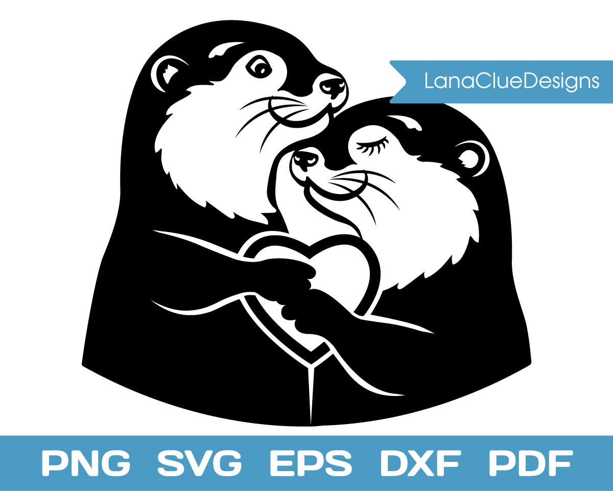 Otters Svg Silhouette Cut File Otters Love Clipart Vector | Etsy