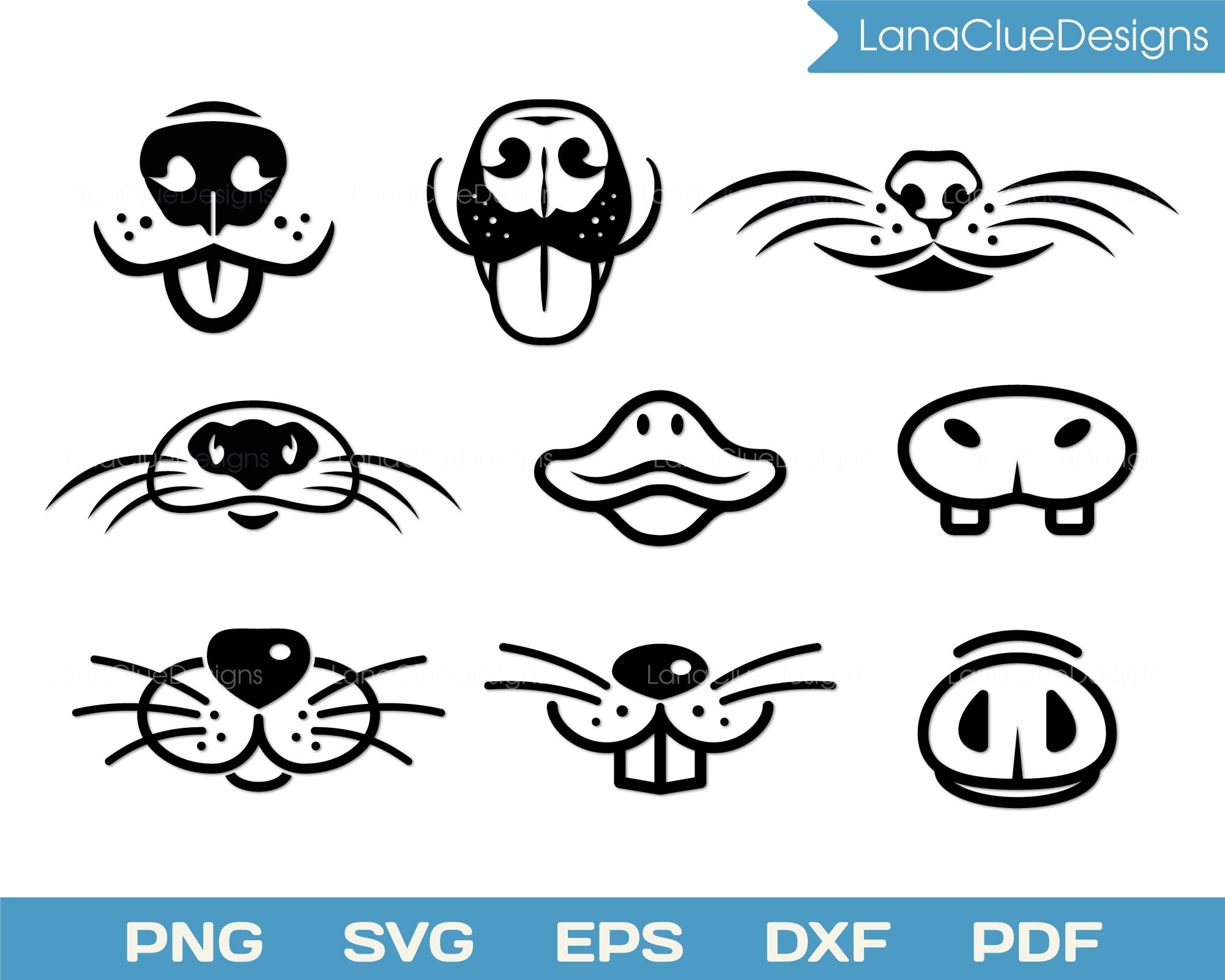 Download 9 Animal Mouths Svg Face Mask Design Dog Cat Otter Duck Etsy