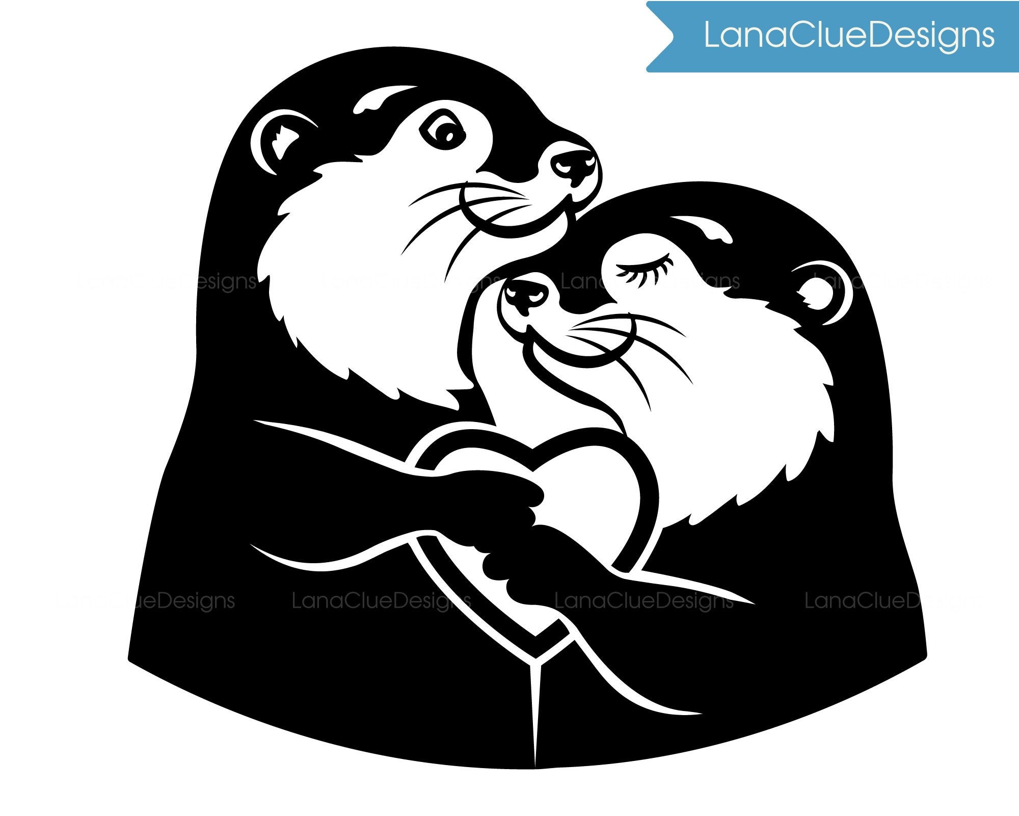 Otters Svg Silhouette Cut File Otters Love Clipart Vector | Etsy