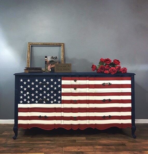 Beautiful American Flag Dresser Etsy