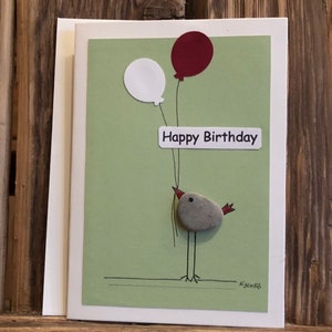 Happy Birthday, eine Hand gefertigte Glückwunschkarte mit Steinen. Ein absolutes Unikat!