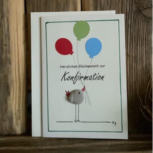 Eine Hand gefertigte Glückwunschkarte mit Steinen zur Konfirmation. Ein originelles Unikat!