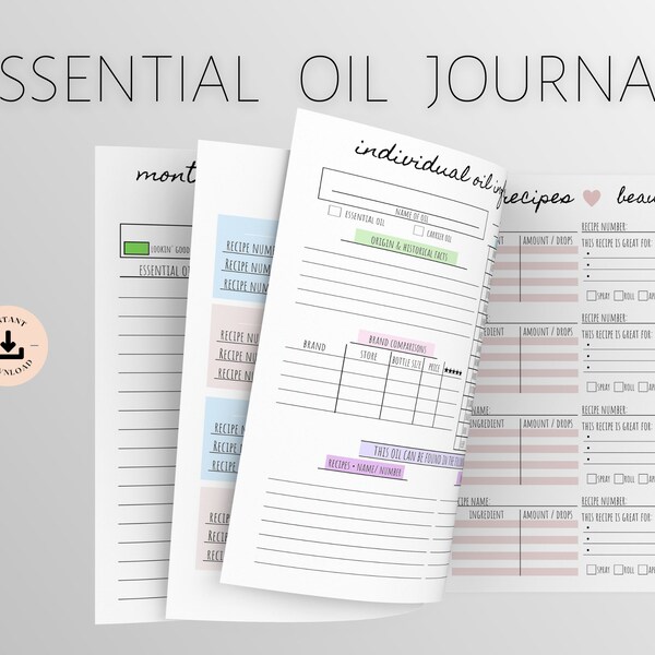 Essential Oil Journal, Essential Oil Planner, With Tabs & Printable Essential Oil Labels | Essential Oil Blends and Recipes USL, a5, CHP 5x7