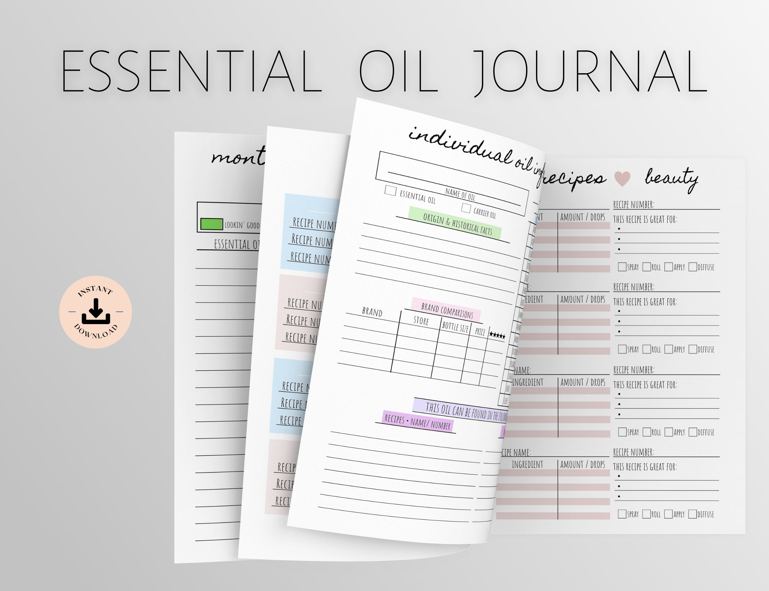 Essential Oil Journal Essential Oil Planner With Tabs & Etsy