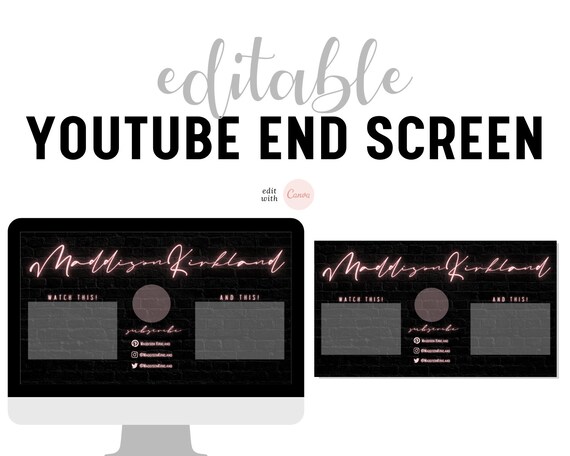 Youtube End Screen Youtube End Card Outro For Youtube Etsy