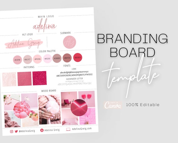Branding Board Template Brand Board Mood Board Inspiration | Etsy
