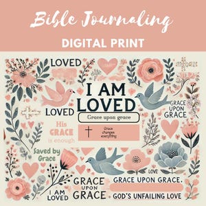 Bible Journaling - Bible Journal Printable - Illustrazioni Bibliche - Art Journaling Bible - Cristiana - I'm Loved Grace - Digitale