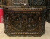 Hand Carved Walnut Wooden Chest, Handmade Wooden Chest, Coffer Box, Wedding Chest, Tool Box