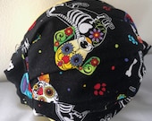Black Sugar Skull Dogs ADJUSTABLE Face Mask
